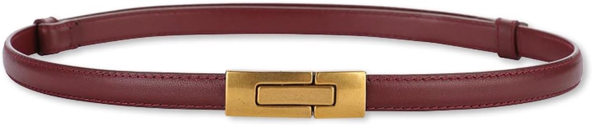 LumiSyne Women Skinny Leather Belt Solid Color Vintage Metal Interlock Buckle Adjustable Thin Waist Belt For Dress - ShopVlot