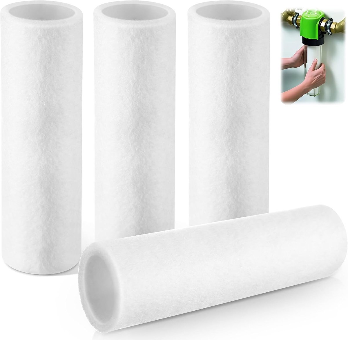 Enhon Pack of 4 Replacement Filters 80 µm Compatible with Grünbeck Water Filter FS 1, High Quality Wool Fibre - ShopVlot