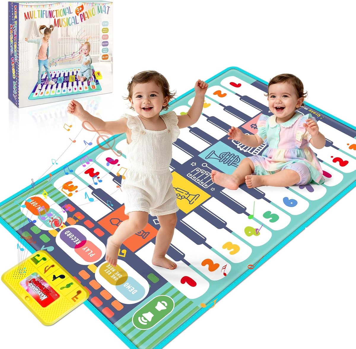 Charmofun Muziekmat, pianomat met 8 muziekinstrumenten, keyboard dansmat, dubbele pianomat, kinderspeelgoed, cadeau - ShopVlot