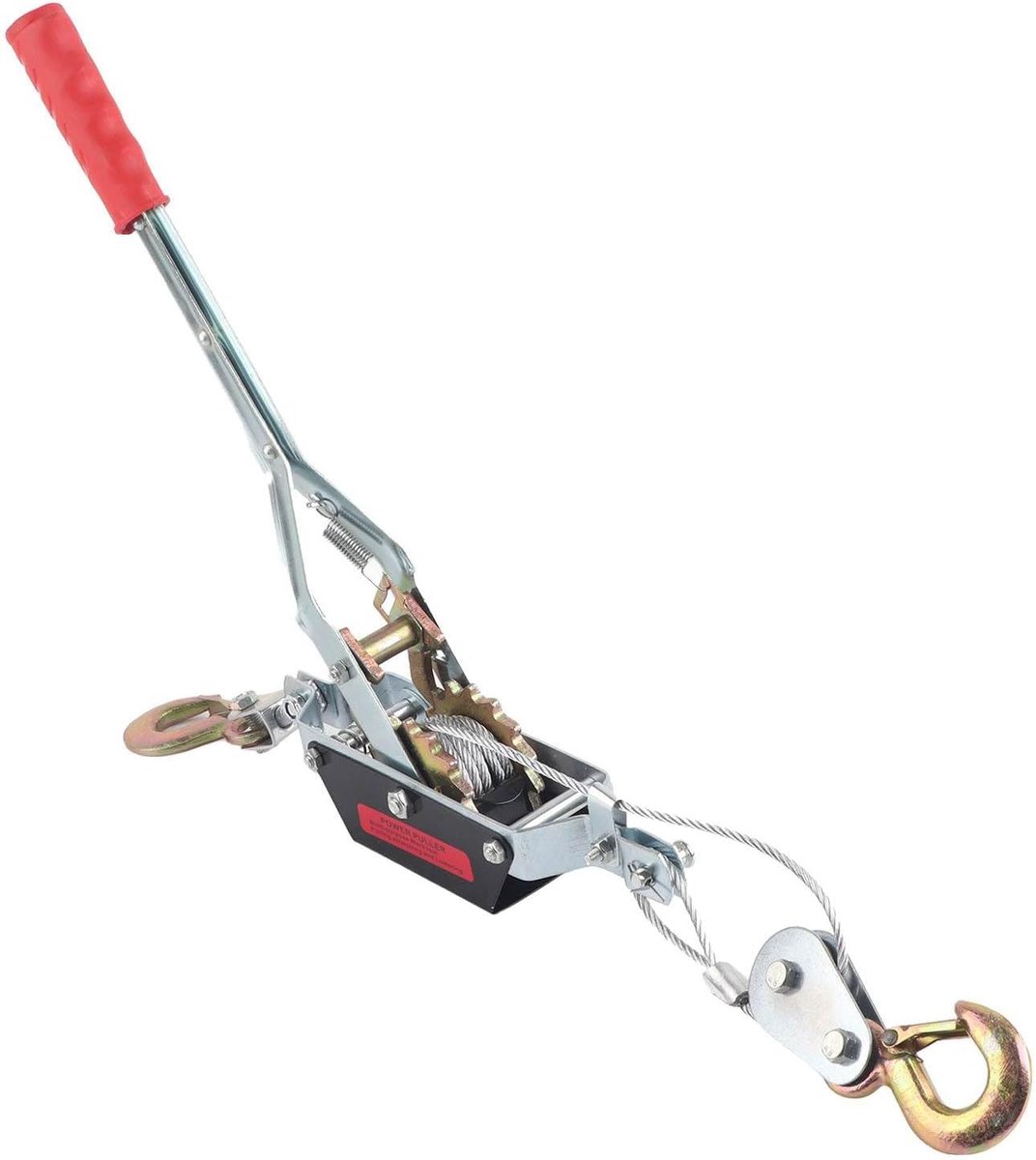 Gegong 2 Ton 4 Ton Wire Rope Hand Power Puller Double Hook Tool Mini -Tight Entry with Padded Grip Heavy Steel (2t) - ShopVlot