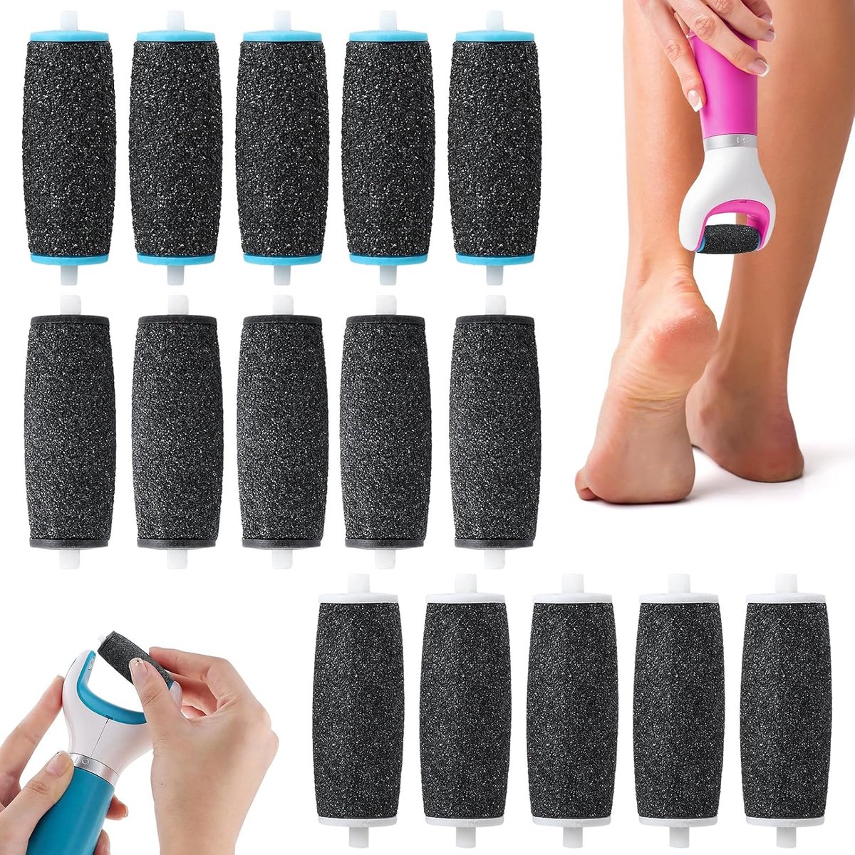 Pack of 15 Callus Remover, Replacement Rolls, 3 Types Roughness Replacement Rolls Compatible with Scholl Velvet - ShopVlot