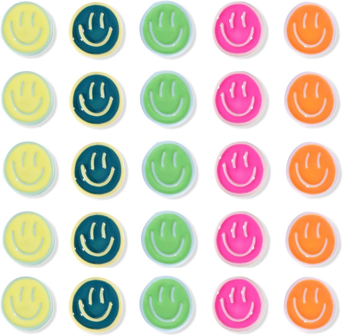Smiley magneten koelkastmagneten, 5 kleuren (25 stuks) - Voor keuken, kantoor, klaslokaal, kast, kast en thuis - ShopVlot