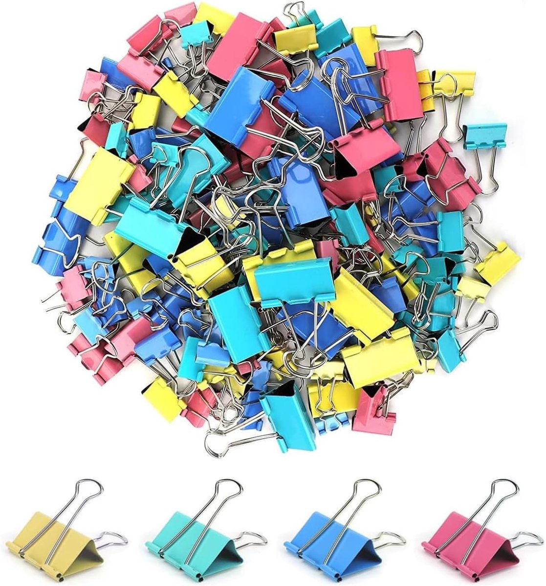 Pack of 100 Folding Clips, 15 mm, Multi-Purpose Paper Clips, Mini Clips for Paper Metal Clips for Office and Home - ShopVlot