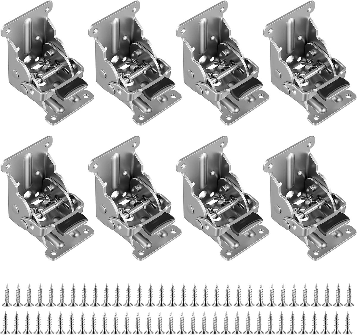 Pack of 8 Table Legs, Folding Hinge with Lock, 90° Folding Hinges, Folding Hinges with Screws for Tables, Beds - ShopVlot