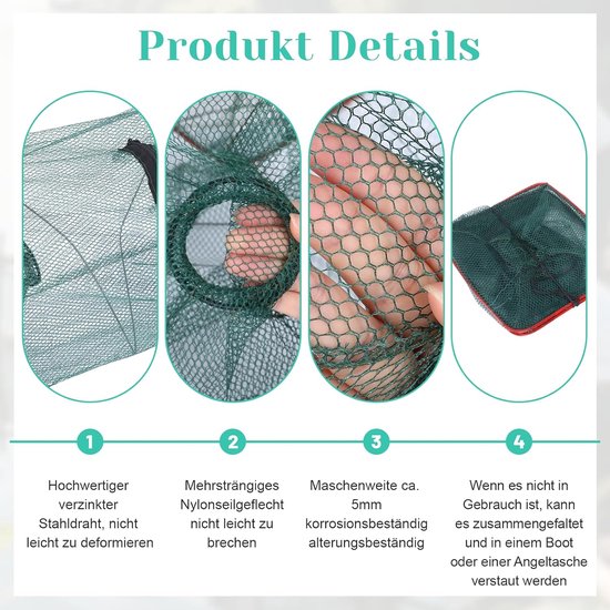 3pcs fish ree, 22x22x46cm crayfish, water stick, bait, fish for fishing all kinds of crabs, shrimp, lobster - ShopVlot — afbeelding 3