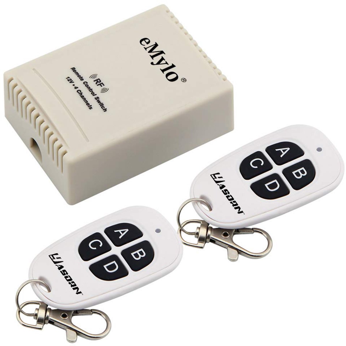 eMylo A 4-channel relay with two transmitters wireless RF remote control switch (12V 433MHz) - ShopVlot