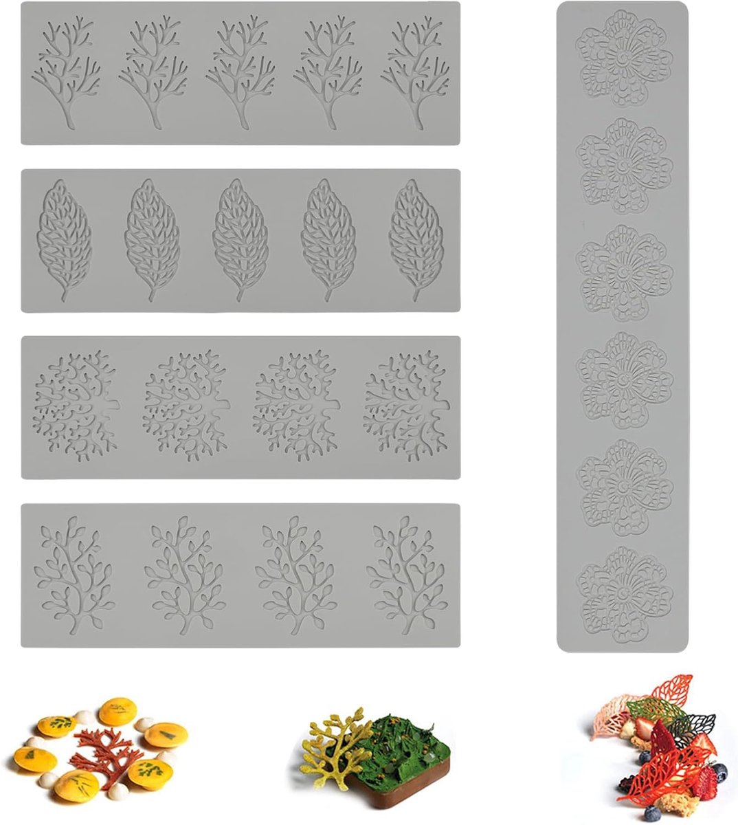 Fondant Sheets 5 Pieces Silicone Mould 3D Sheets Silicone Fondant Mold for Fondant, Butter, Sugar Paste, Soap - ShopVlot