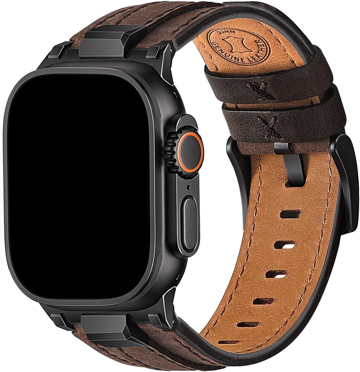 Wristitani Compatible with Apple Watch Leather Strap for Men 49/46/45/44/42mm, Genuine Leather Strap with Durable - ShopVlot
