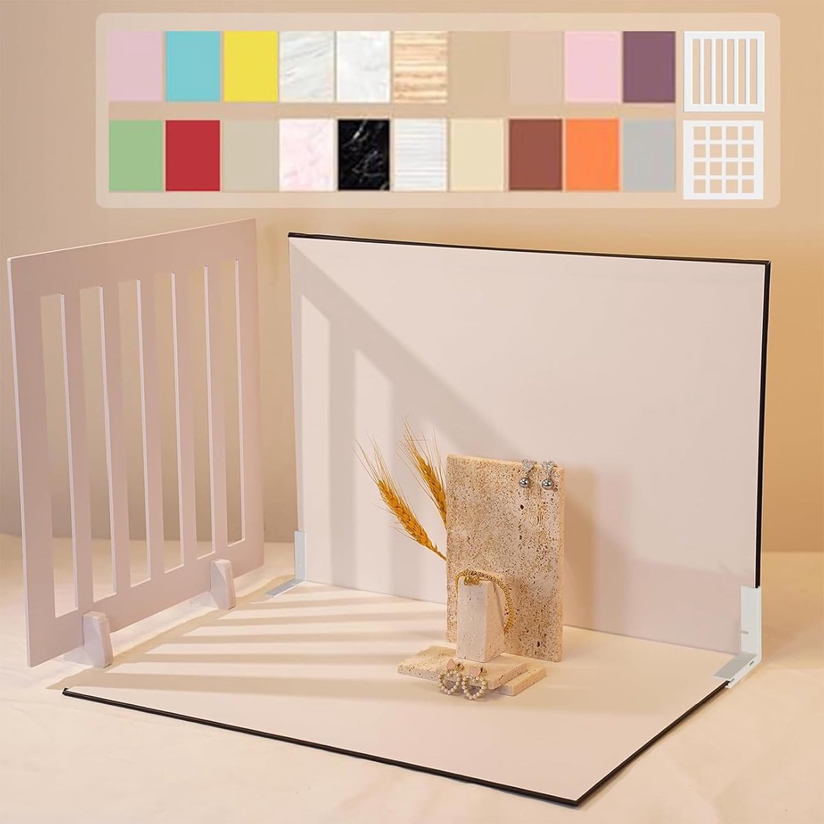 SnelShoppen - Voedsel Fotografie Achtergronden Board Kit - 12 STKS 24 Patronen Kleine Product Achtergrond Tafelblad Kit - Platte Lay Props voor Sierad