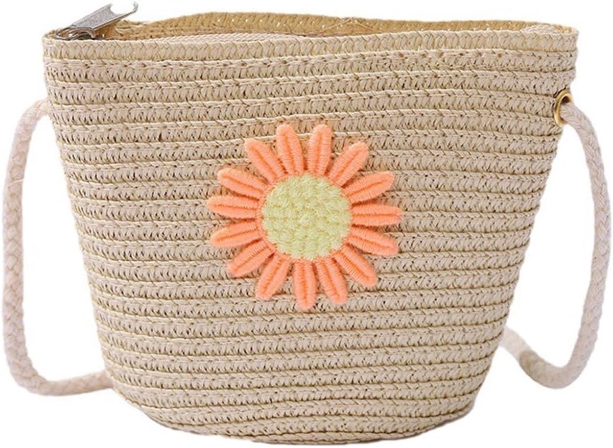 Daisy Shoulder Bag Girls Floral Straw Bag Mini Straw Bag Princess Purse for Kids Girls 3-12 Years - ShopVlot