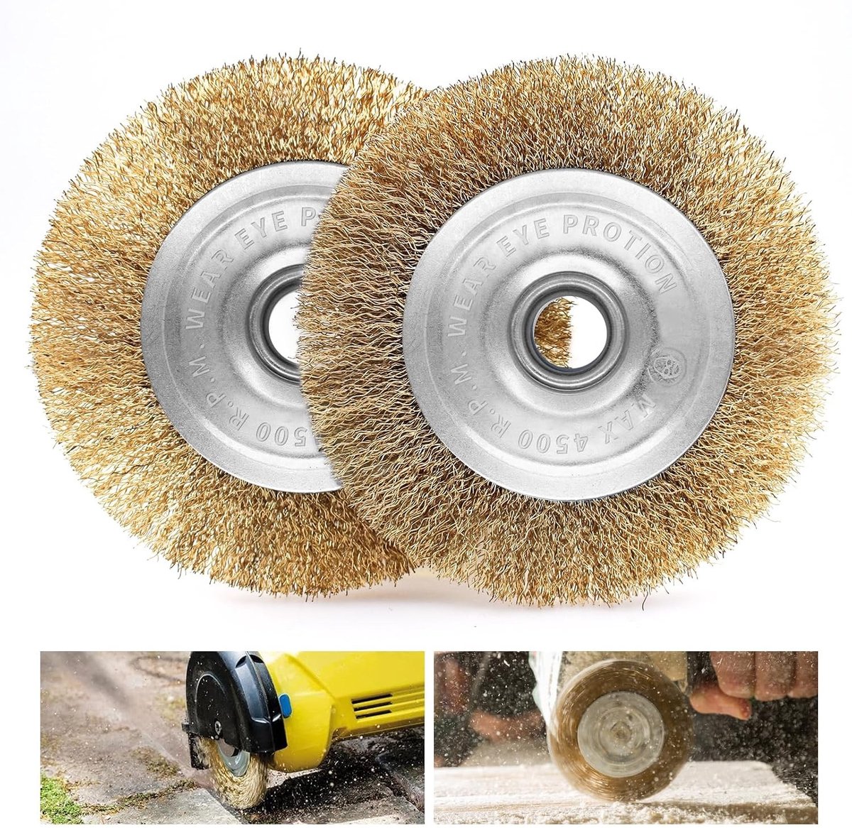 Set van 2 Messing Borstels - Goud - 115 mm - Onkruidborstel van Verkoper Staaldraad - Voor Tuinonderhoud