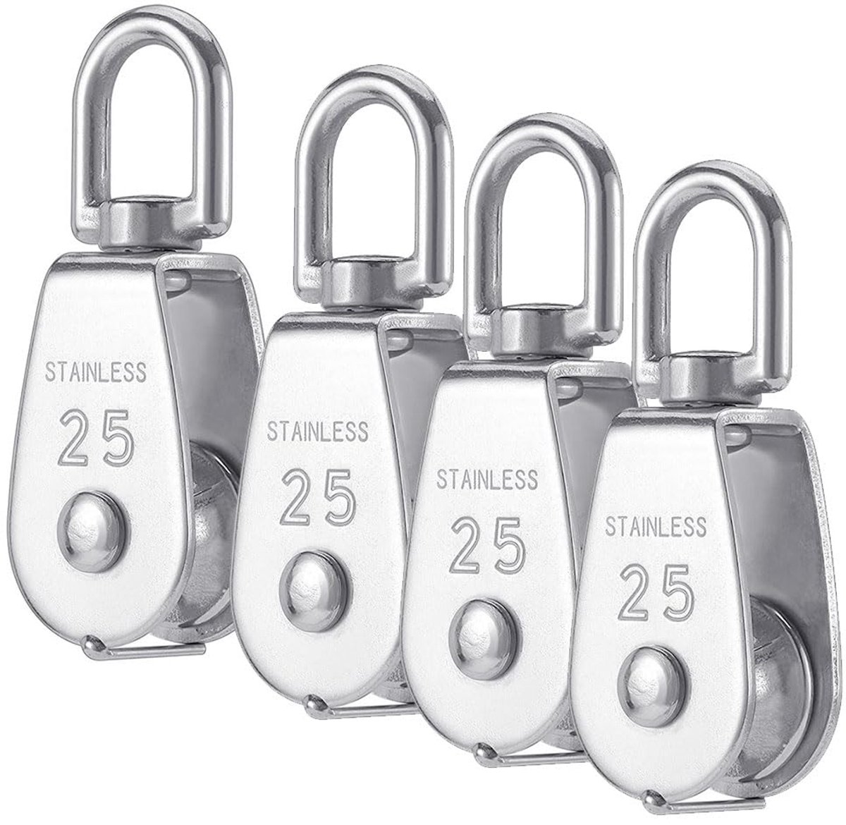 OTYMIOW 4PCS Single Pulley Pulley 25mm Stainless Steel 304 Single Roll Block Swivel Pulley Monoblock Pulley Ball - ShopVlot