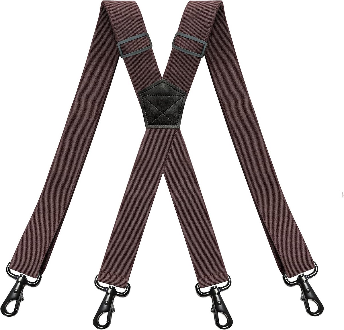 RIONA Men's suspenders with 4 Carabiner clips wide 3.8cm Adjustable and elastic X-shape Suspenders Heavy duty One size - ShopVlot