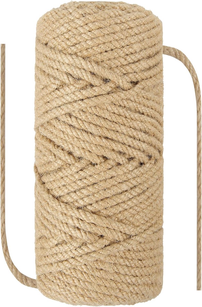 4mm x 100m Natural Sisal Hemp Rope Heavy Duty Thick Cord for Cat Scratchers Post Tree Garden Binding Craft Packaging - ShopVlot