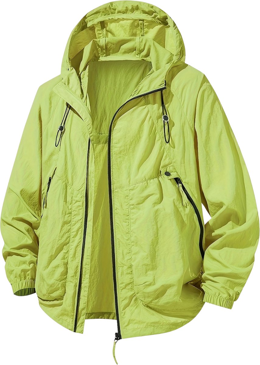 Currero Zomerjas Heren Tussenjas Zomerjack Volwassenen Windjack Windbreaker Outdoor Fluoriserend Groen