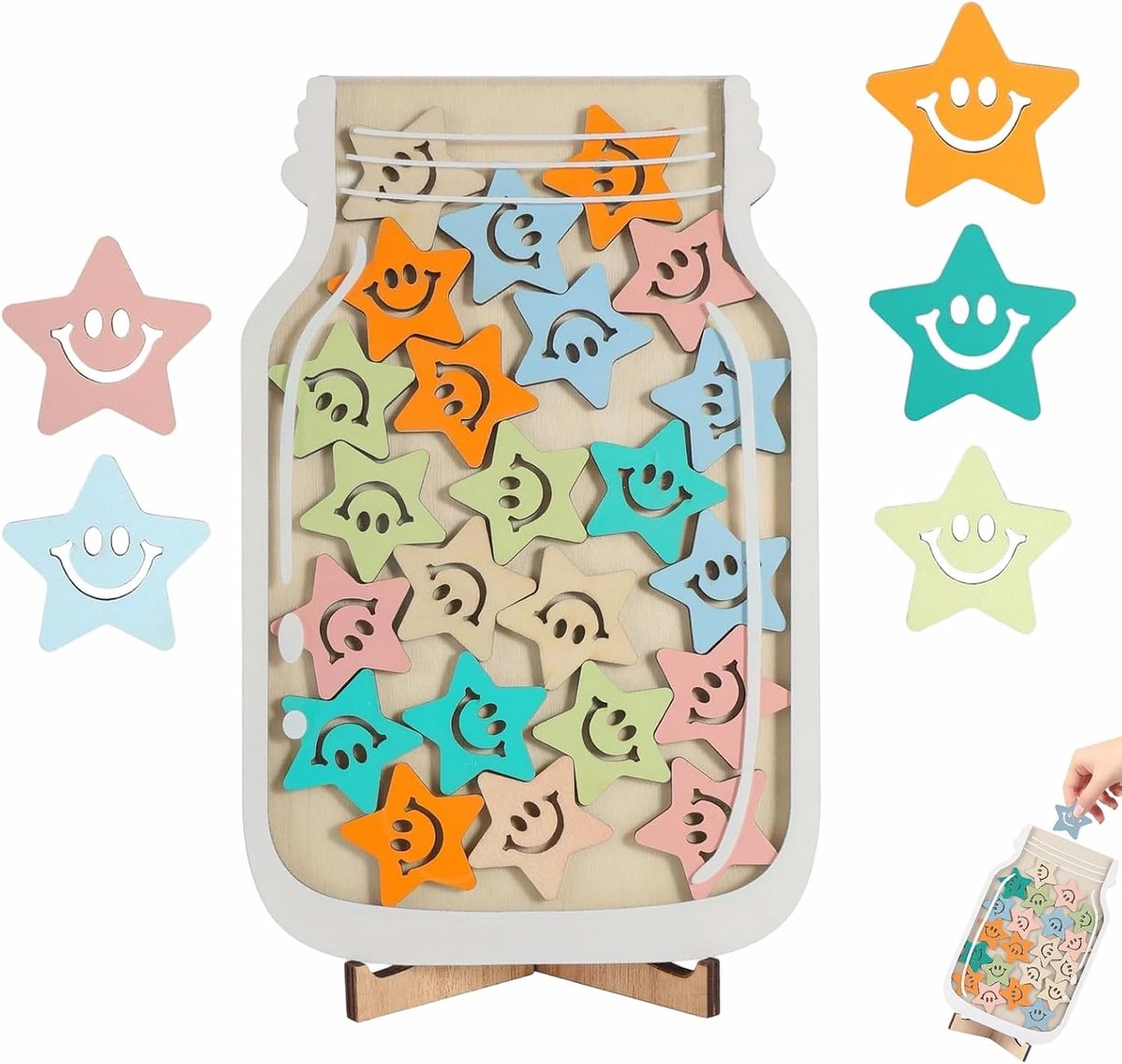 Children's Reward Glass, Wooden Reward System with 25 Stars, Classroom Reward Glass, Reward Glasses for Home and - ShopVlot