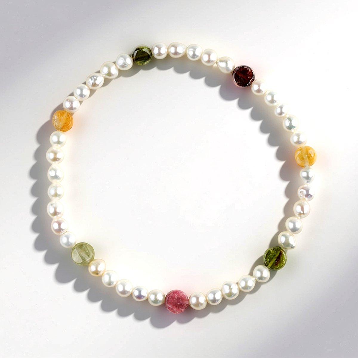 Cavill - Armband met Braziliaanse Toermalijn 5,25 ct en Witte Zoetwaterparels - Elegant en Kleurrijk Sieraad voor Dames