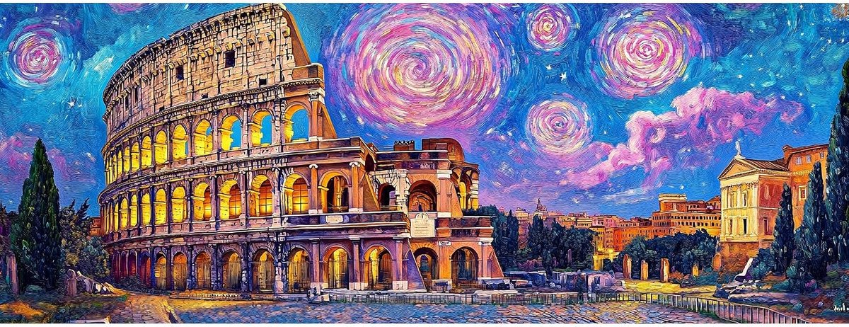Reofrey Grote Diamond Art Kits voor Volwassenen Rome Nachtzicht, 30 x 80 cm Volledige Boor Ronde Strass Grote Diamant - ShopVlot
