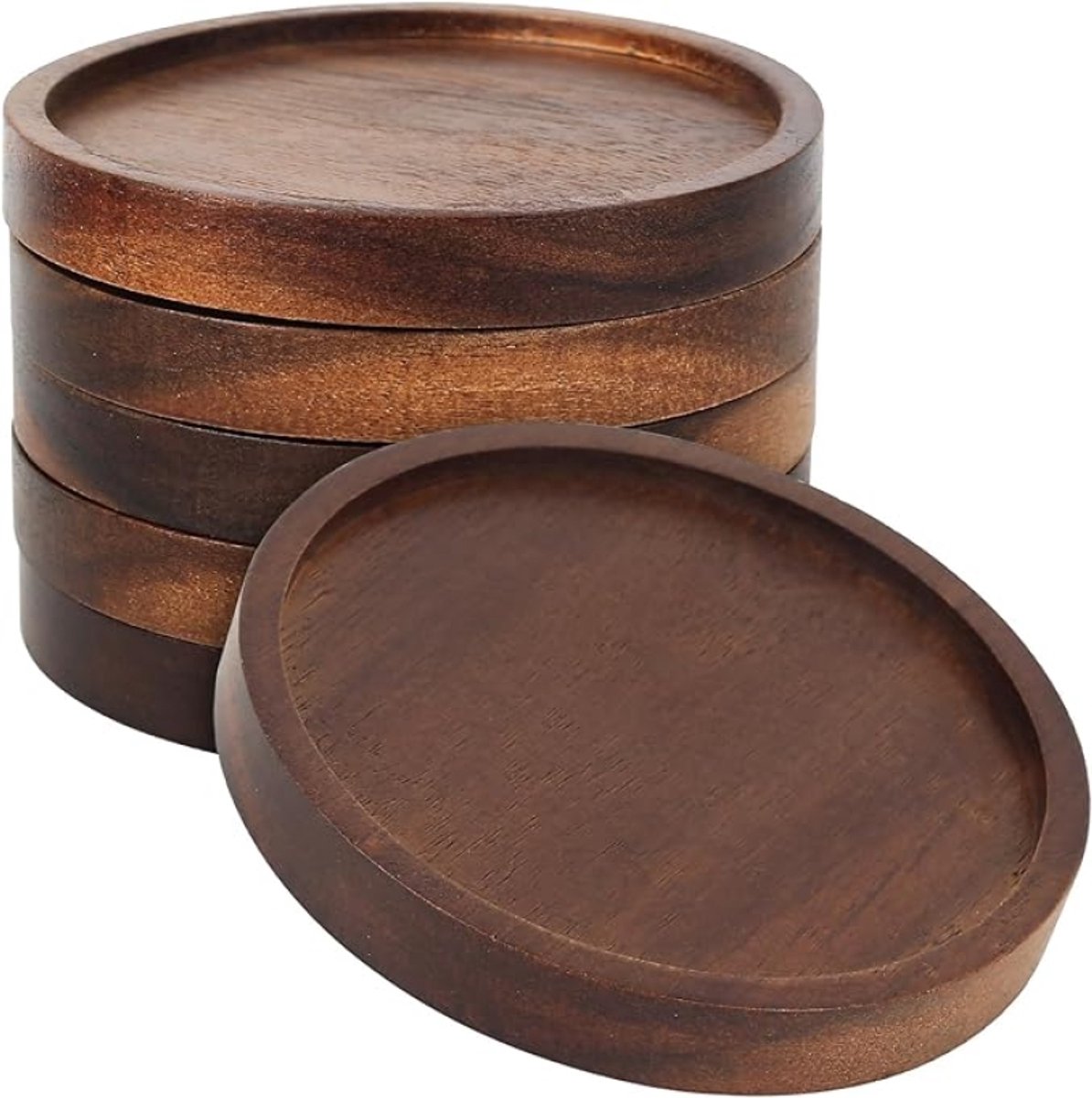 PromoHome Houten Onderzetters Set van 5 - Antislip Mok Onderzetters - Drank Onderzetters voor Tafel - Biermat voor Salontafel - voor Bier, Wijnglazen en Flessen - Home Bar Decoratie