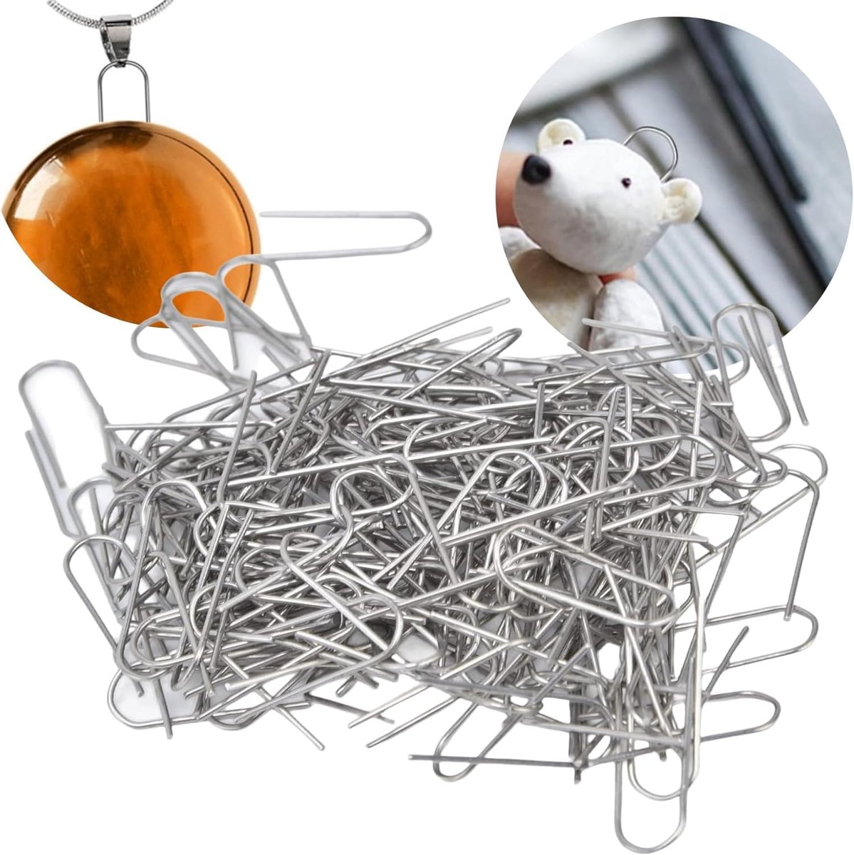 200pcs Mini U Pendant Hooks High Temperature Nichrome Wire Ringles Mini U Pins Crafts U Pendant Hooks Oven Wire for - ShopVlot