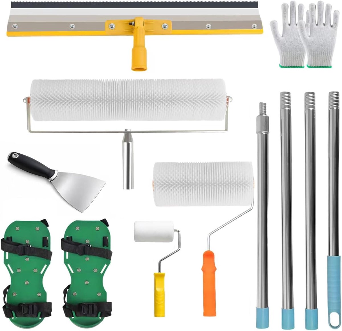 Vloercoating, ontluchtingsrollerset, ontluchtingsrollerset (3 maten), stekelroller, verfroller, schraper - ShopVlot