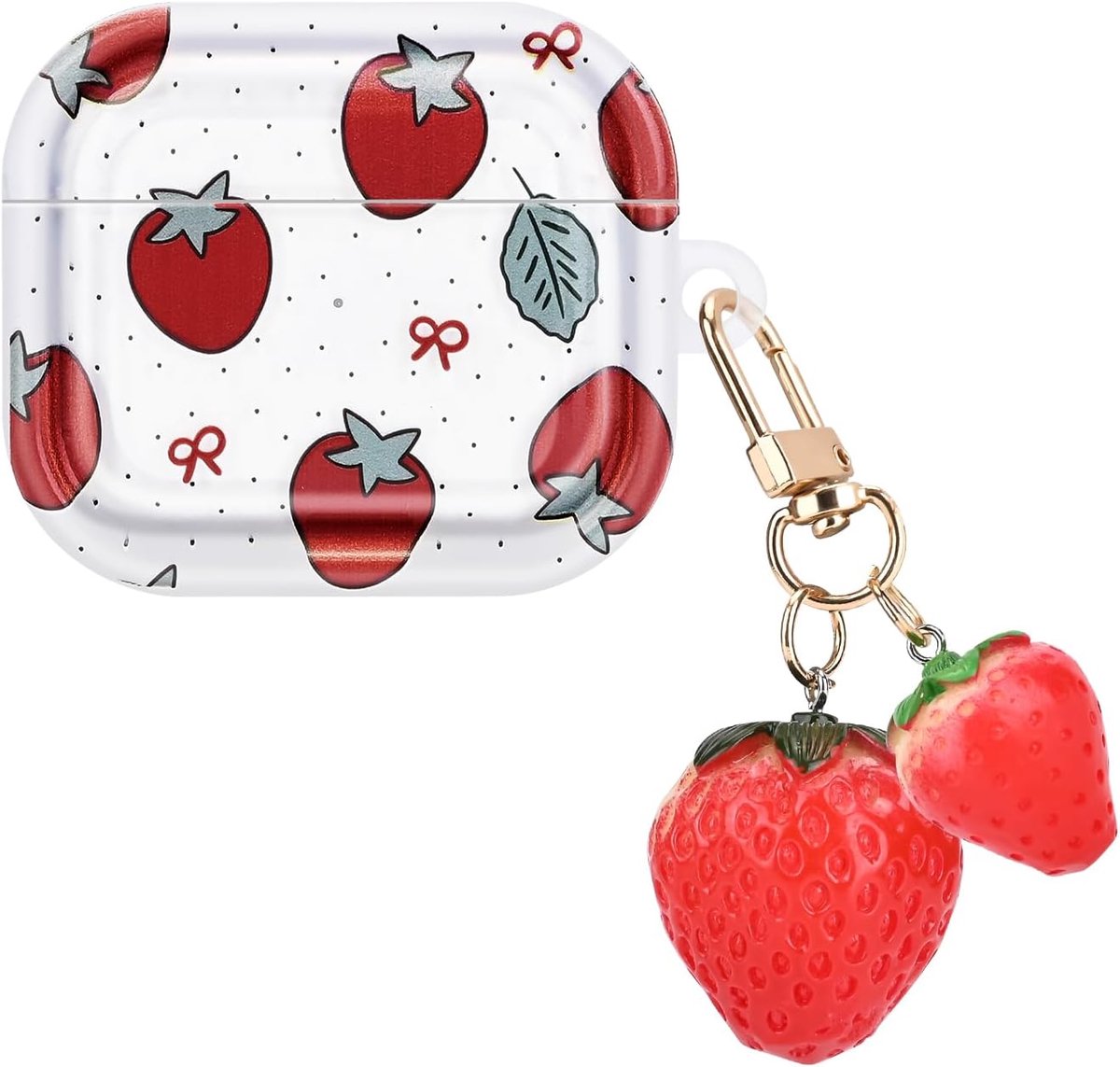 Transparent Case Compatible with Airpods 3rd Generation Keychain, Ultra-Thin Silicone Case with Cute Strawberry - ShopVlot