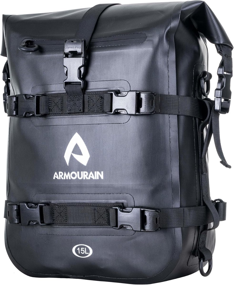 Waterproof Motorcycle Rear Seat Tail Bag 15L - Side Bike Bag, Crash Bar, Sissy Bar Luggage, Tools, Dry Bag with - ShopVlot