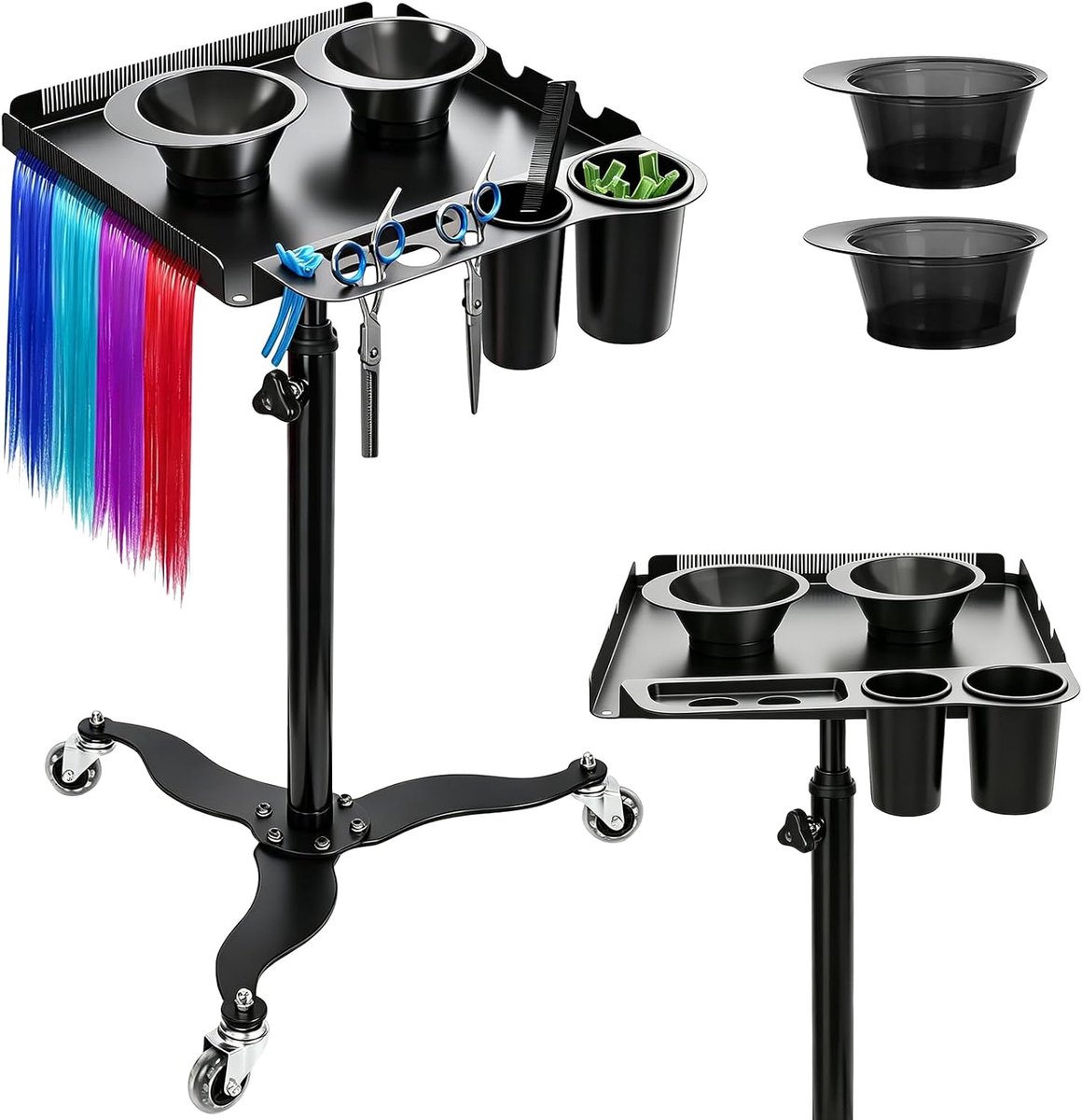 Mobiele kapperswagen met legplank, kapperswagen met 2 magnetische kommen - ShopVlot