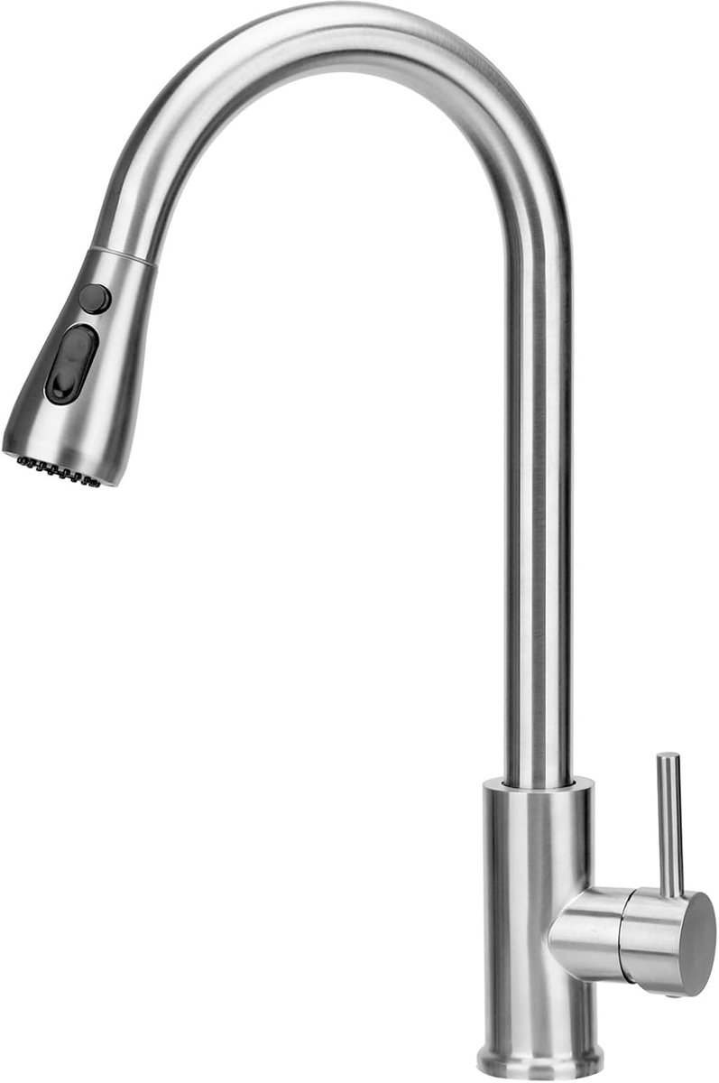 Tap Kitchen with Sprayer Extendible, High Pressure Stainless Steel Kitchen Faucet Mixer Tap Fixture 360° Swivel Sink - ShopVlot