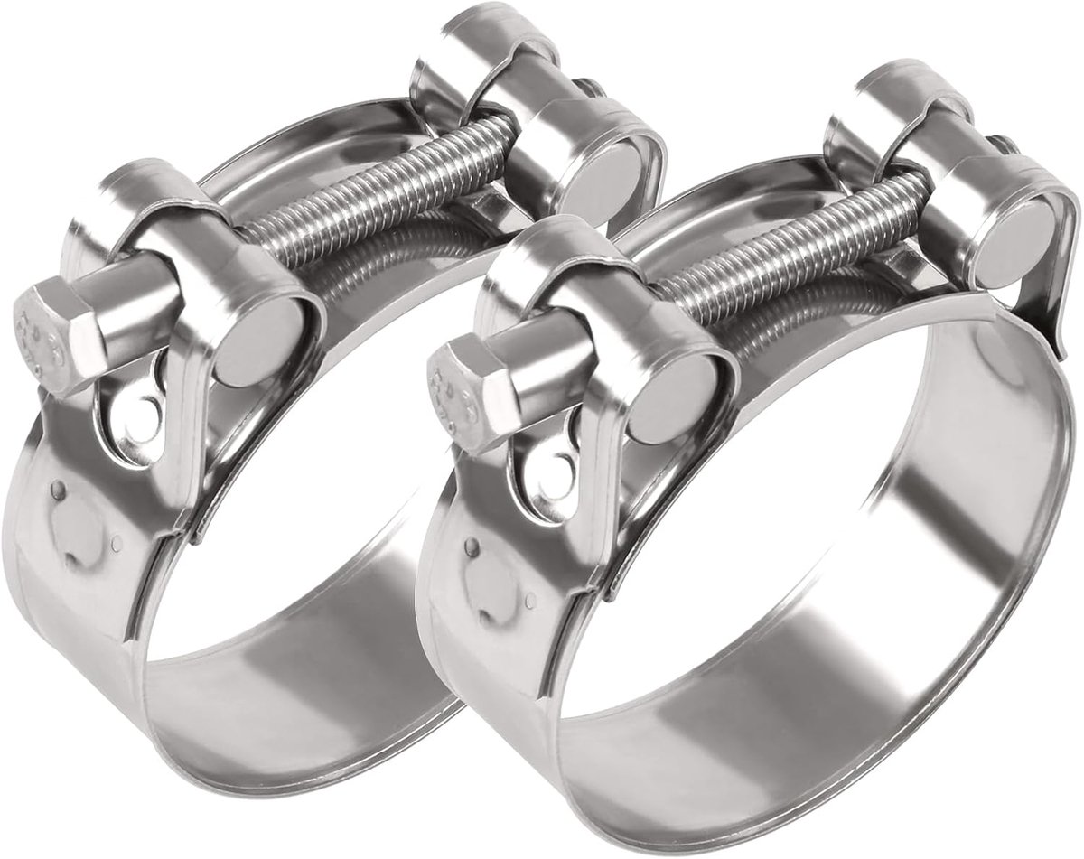 DOCAS Pack of 2 T-Bolt Hose Clamp, Diameter 56-59 mm, 304 Stainless Steel, Exhaust Pipe Clamp, Universal Exhaust - ShopVlot