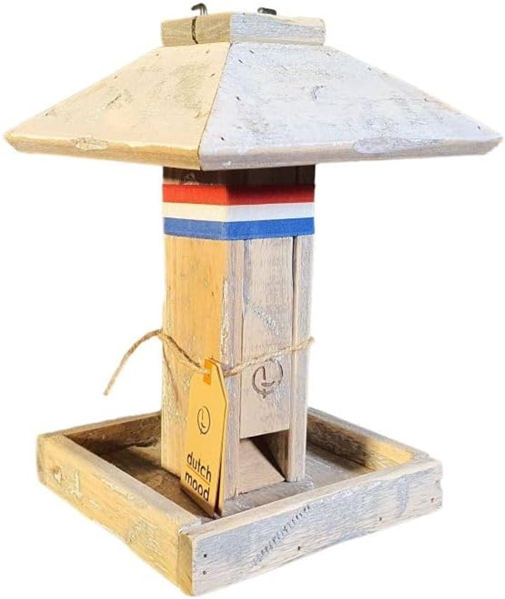 Vogelhuisje voederhuis toren 26 cm Old Dutch - automatisch voederdispensersysteem - met Nederlandse vlag - ShopVlot