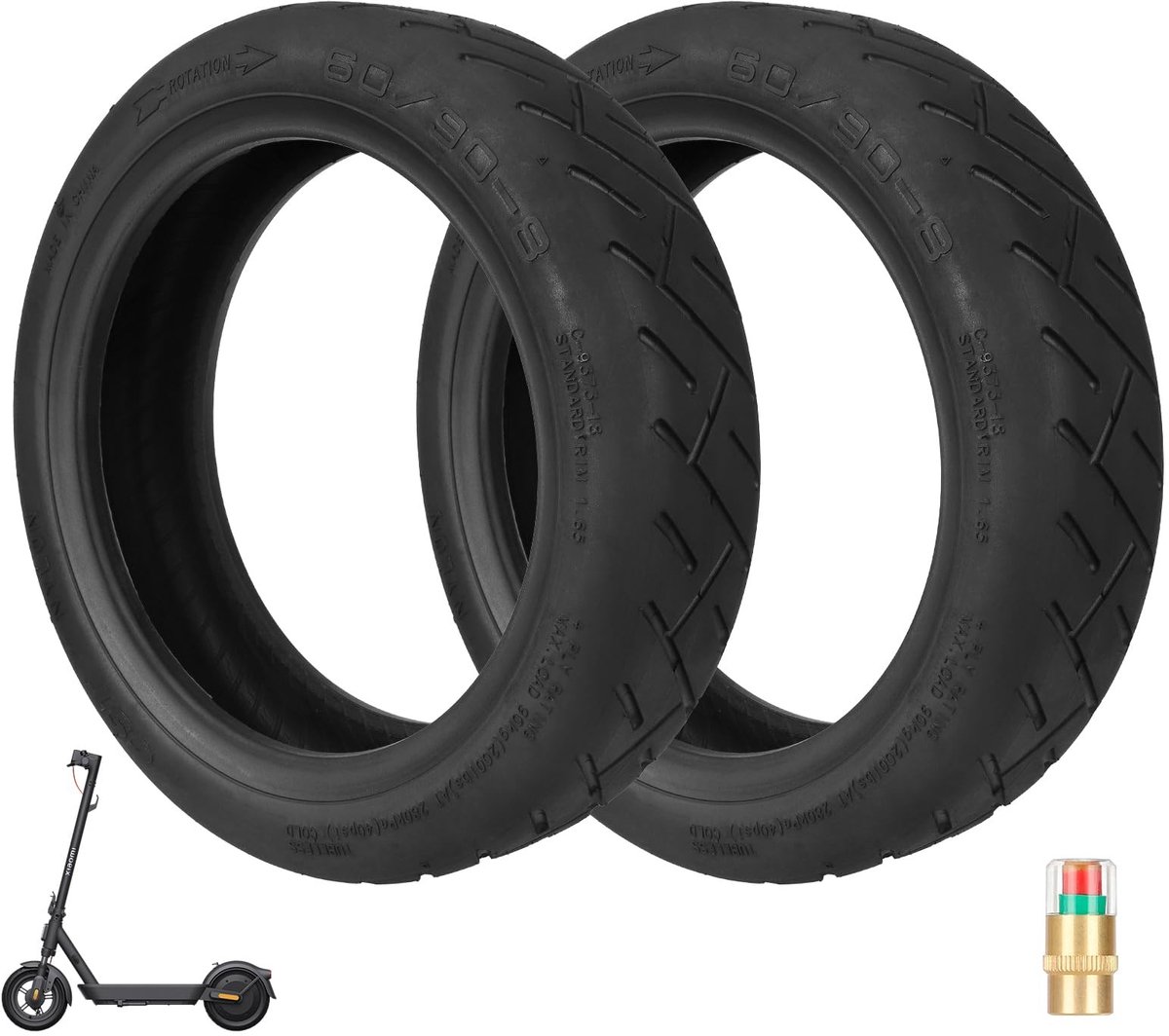 Solidchoice - 60/90-8 Vacuümbanden voor Elektrische Scooter, Set van 2