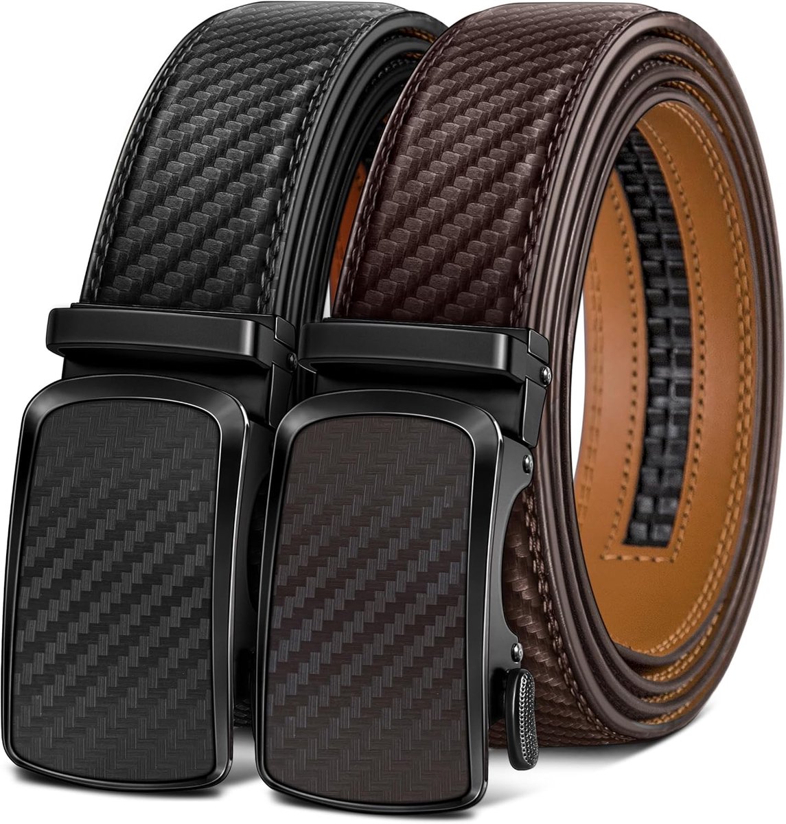 Heren riem 2-pack - Klik leren riem - Verstelbaar voor perfecte pasvorm - Ideaal voor dagelijks gebruik - ShopVlot