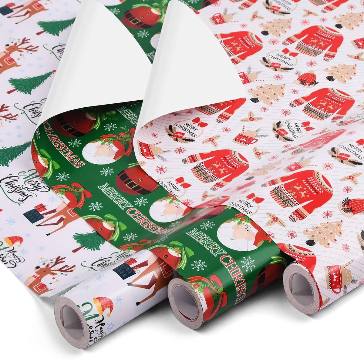 Solidchoice - Kerst Cadeau Inpakpapier Set van 3 Rollen