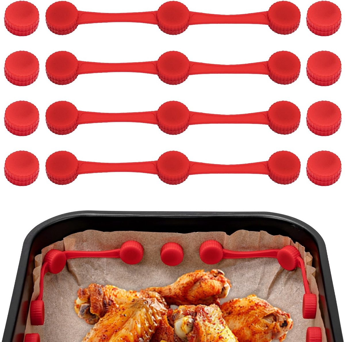 Solidchoice - Set van 4 Magnetische Siliconen Bevestigingsclips voor Air Fryer, Rood