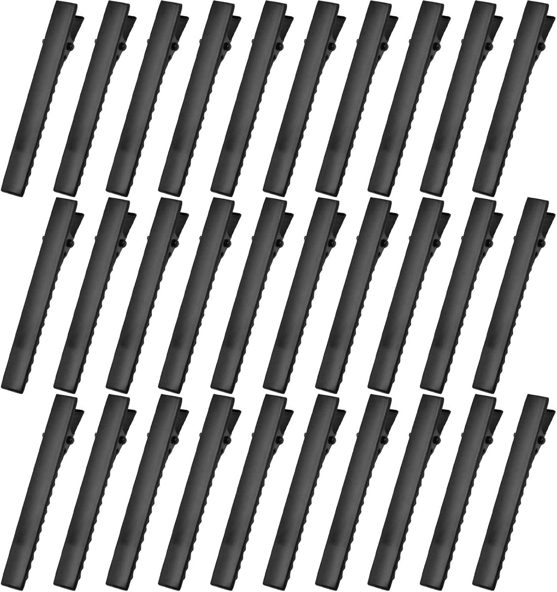 Krokodillenhaarclips 30 stuks - metalen eendenbek - zwart 66 mm - perfect voor haarverlengingen - ShopVlot