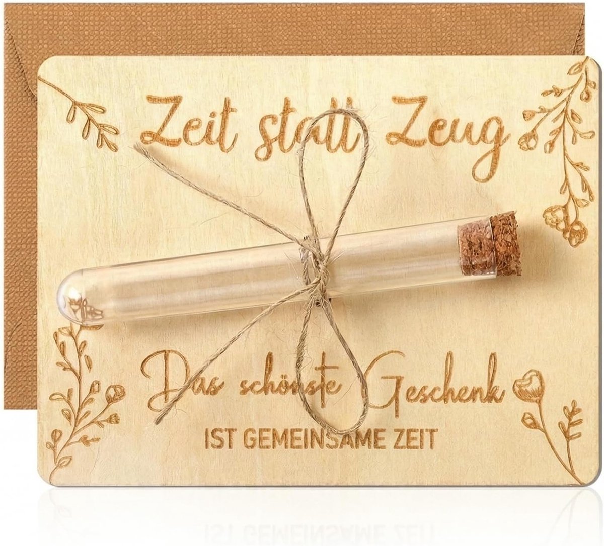 Houten standaard voor geldcadeau - natuurlijk hout - elegant design - ideaal voor verjaardagen - ShopVlot