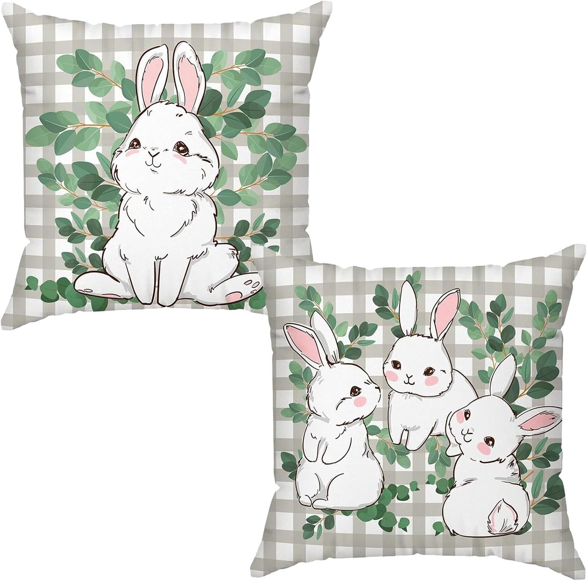 Kussenhoezen 45 x 45 cm - Katoenlinnen - Paashaas - Perfecte decoratie voor jouw huis - ShopVlot