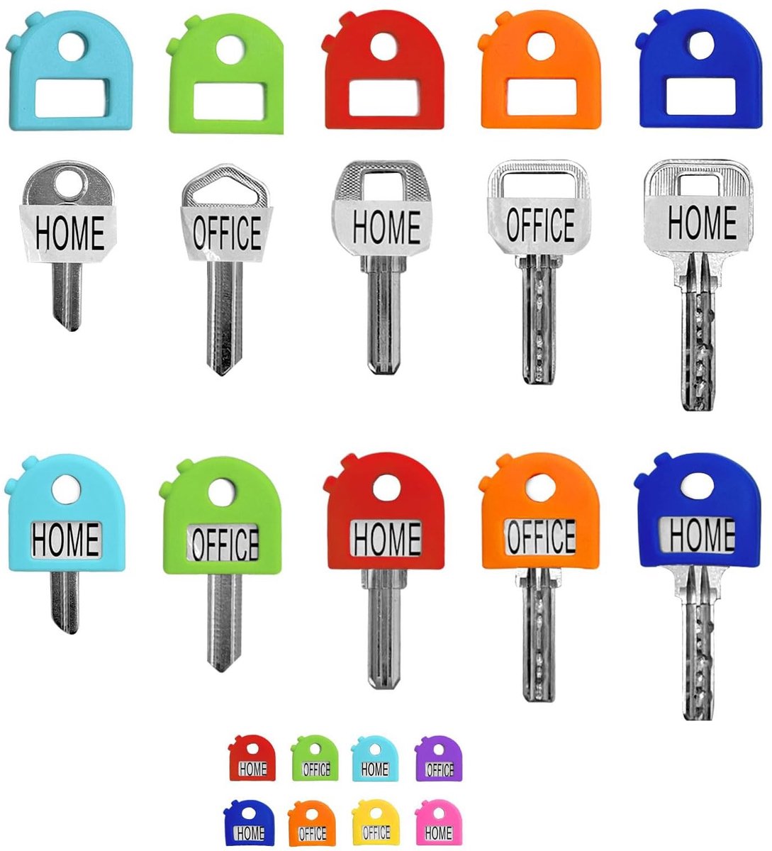 Solidchoice - Set van 16 Gekleurde Sleutelhangers met Etiketten