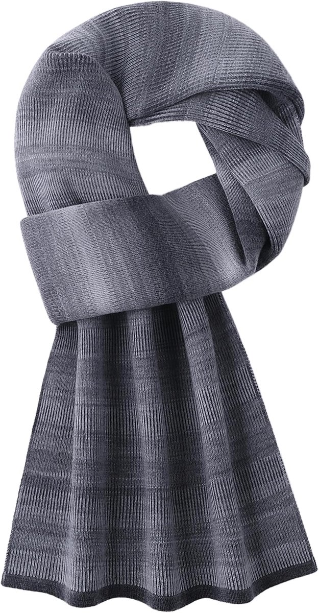 Gebreide Sjaal 180x30cm - 6% Wol - Grijs - Ideaal voor de winter - ShopVlot