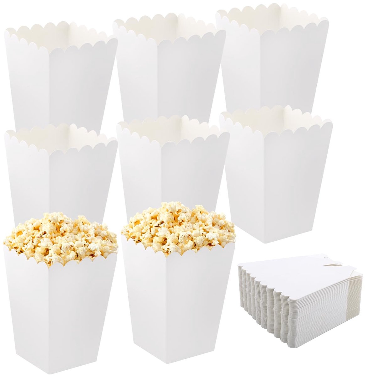 Solidchoice - Set van 50 Witte Popcorn Dozen voor Snacks en Candy