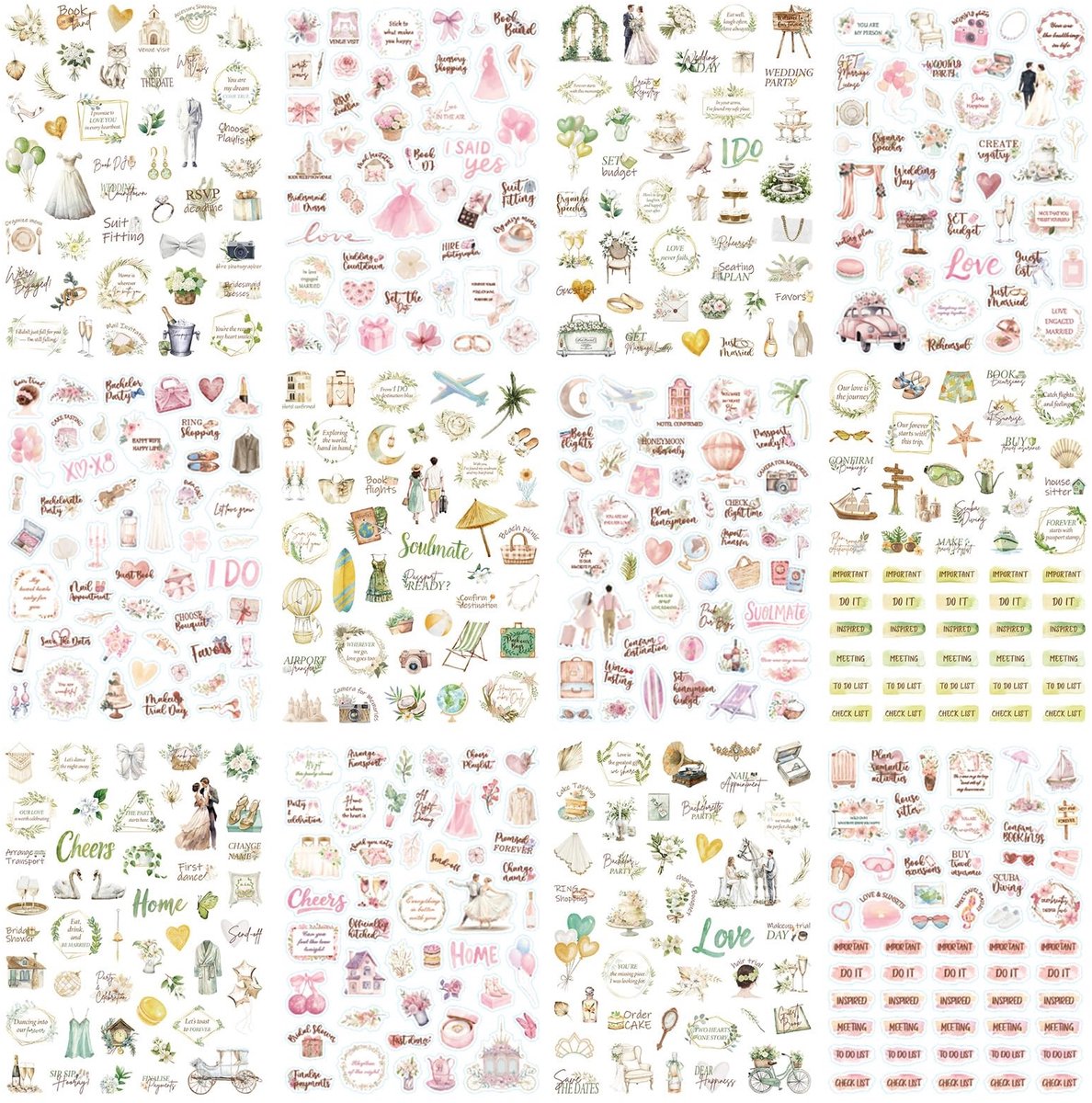 Solidchoice - Set van 12 Stickers voor Bruiloft Gastenboek