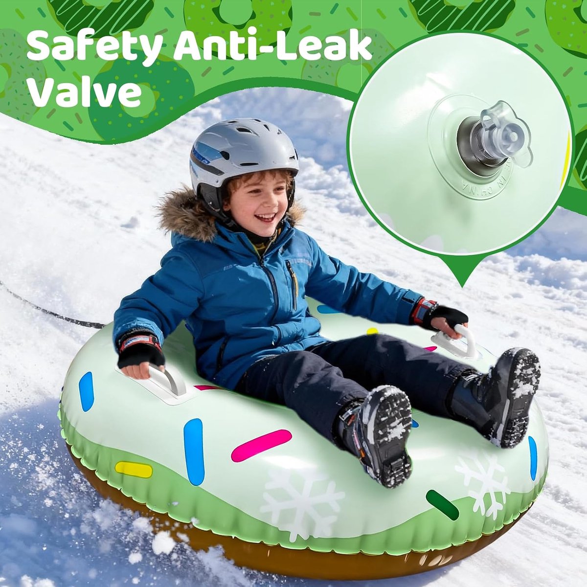 Opblaasbare sneeuwslee 92 cm - sneeuwband - geschikt voor kinderen en volwassenen - ideaal voor wintersportplezier - ShopVlot