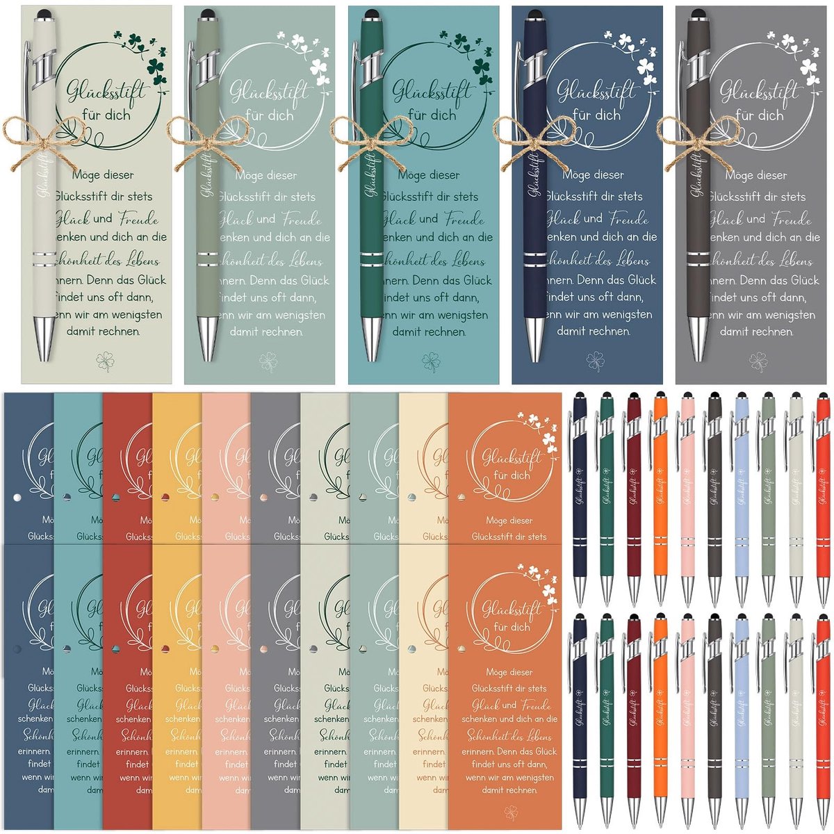 Solidchoice - Set van 20 Geluksbalpennen met Boekenlegger voor Collega's