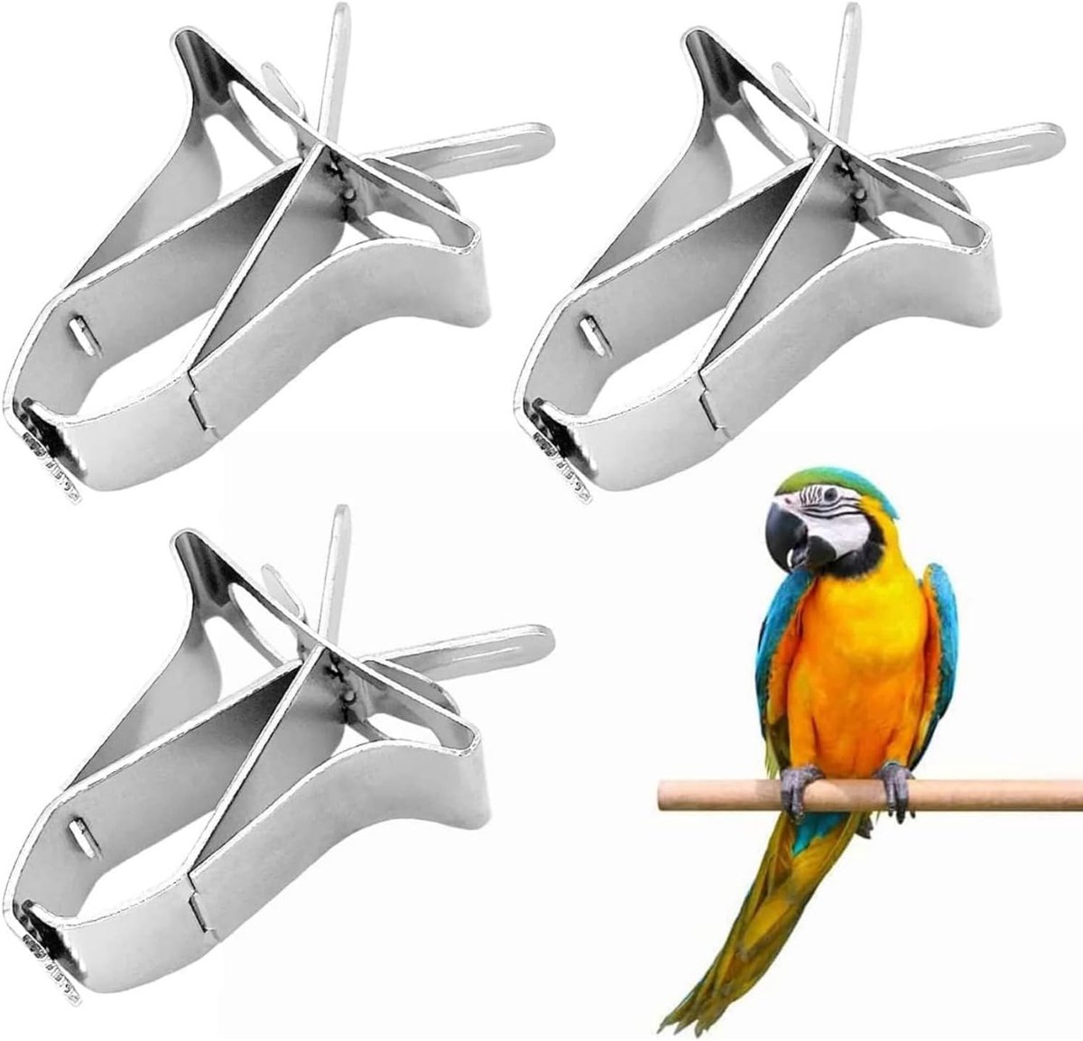 3 Stuks Vogelvoederhouder voor Papegaaien, Duurzame RVS Voederaccessoires, Geschikt voor Fruit en Groenten, Ideaal voor Parkieten en Kanaries