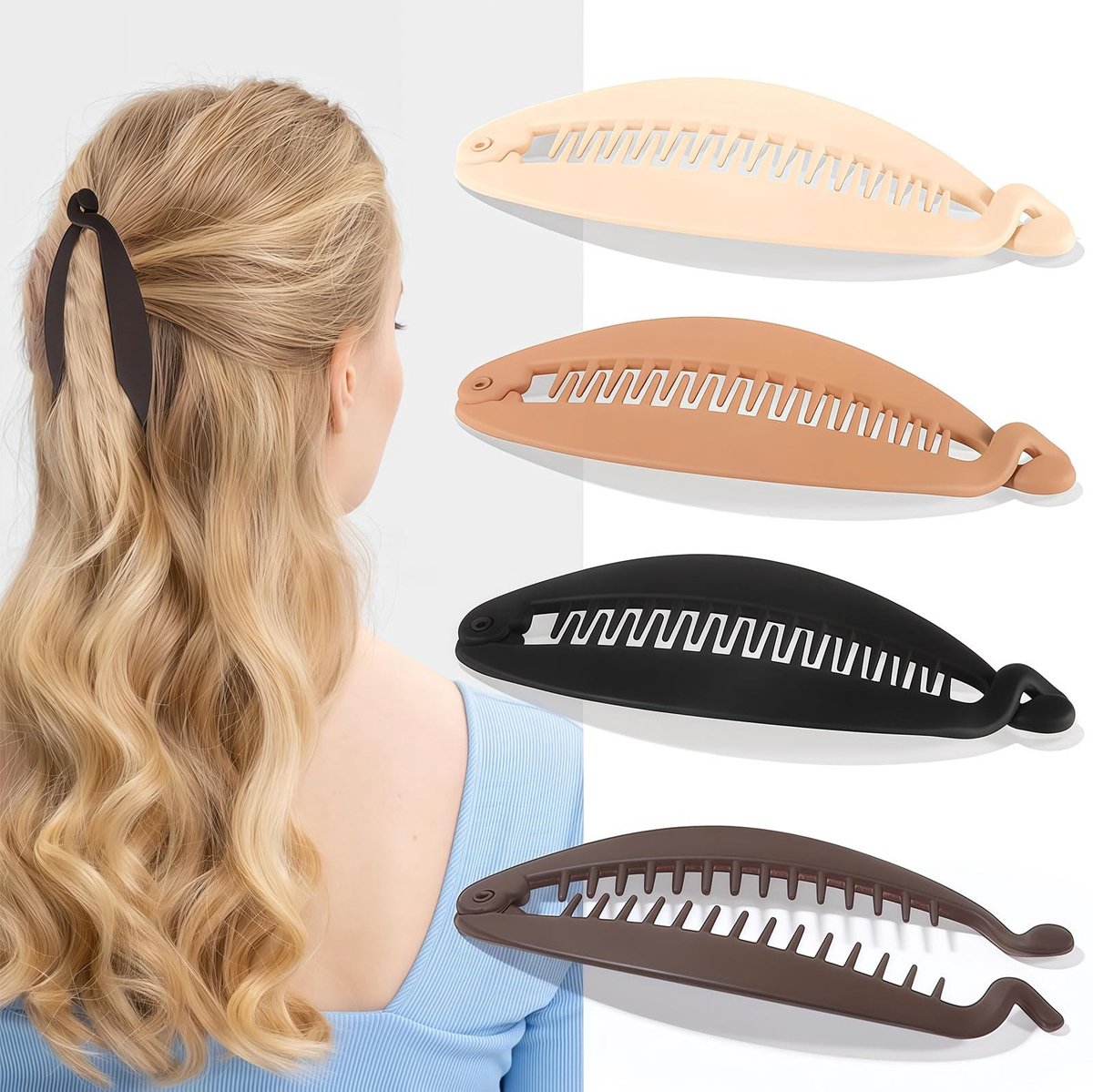 Solidchoice - Set van 4 Vintage Banana Clips voor Haar