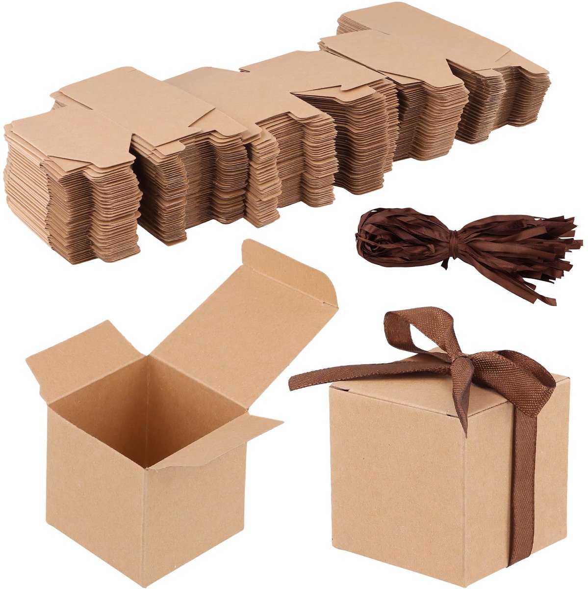 Solidchoice - Set van 150 Bruine Geschenkdozen van Kraftpapier