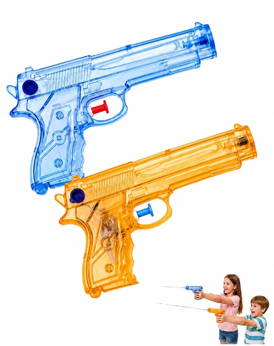 Solidchoice - Waterpistolenset met 2 Transparante Waterspuitpistolen voor de Tuin