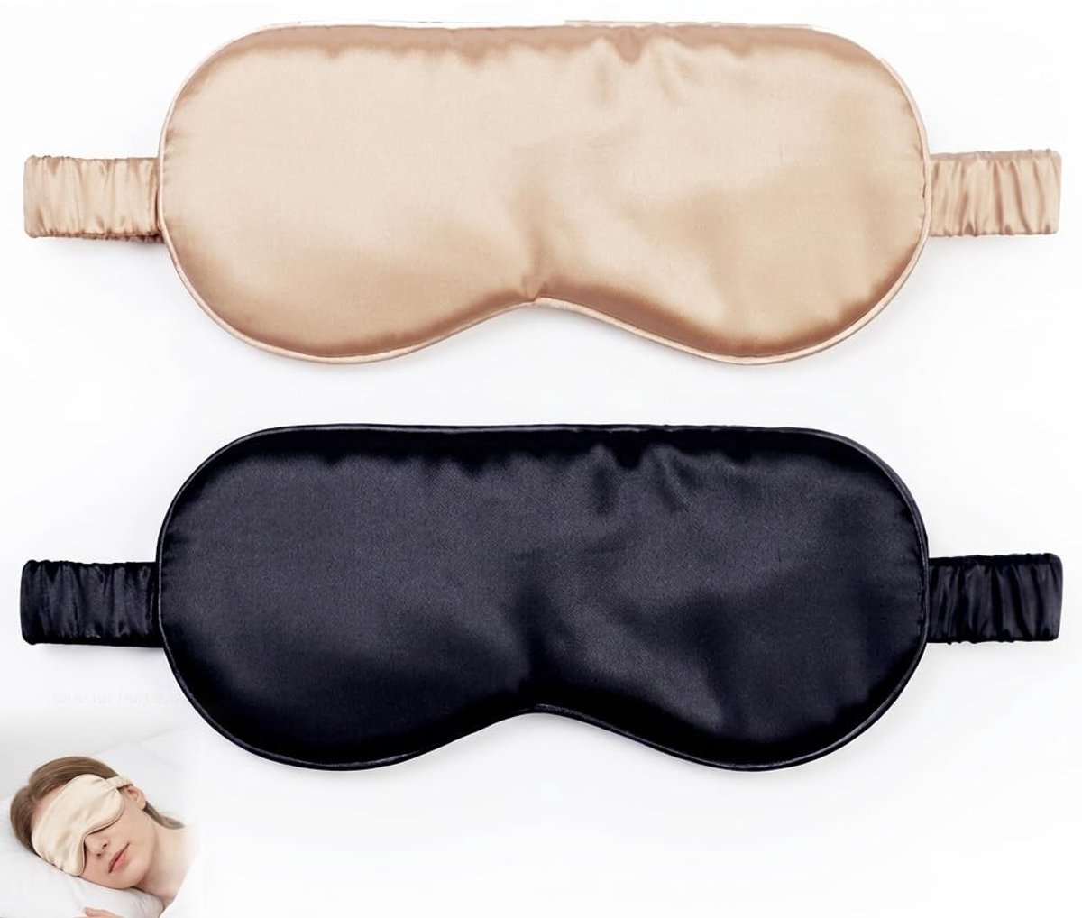 Solidchoice - Set van 2 Zijden Slaapmaskers voor Volledige Duisternis