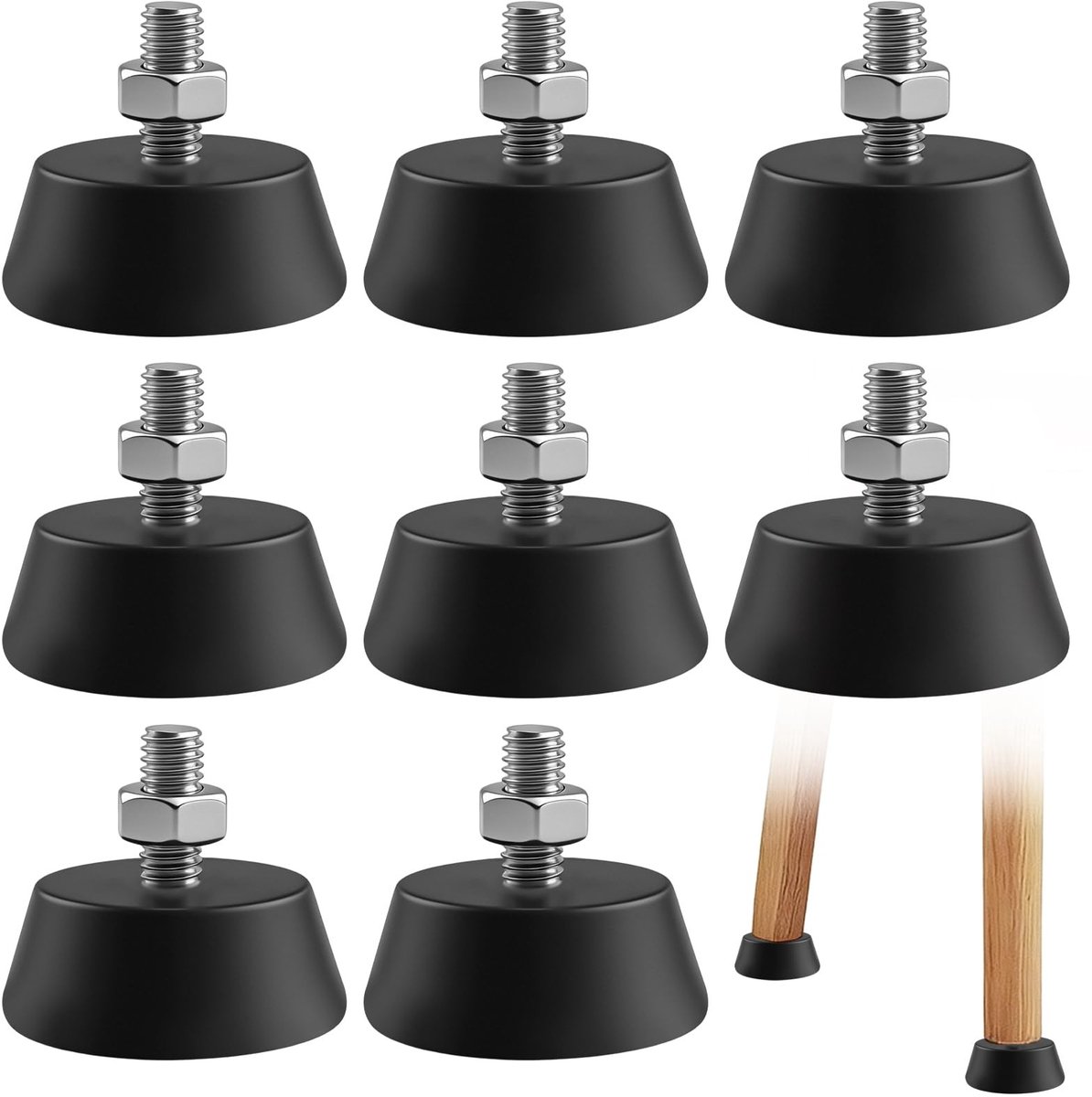 Solidchoice - 8 Stuks Schroefbare Rubber Voetjes M6 voor Meubels - Zachte Antislip Voeten